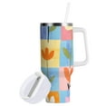 thumbnail image 1 of Yayeee 40oz Double-Wall Insulated Stainless Steel Tumbler with Handle Bottle, Blue Flowers, 1 of 8
