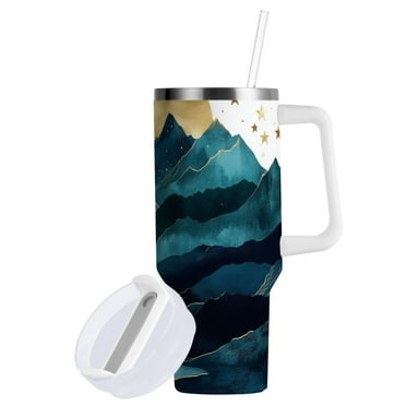 Yayeee 40oz Stainless Steel Tumbler with Handle Double Insulated Bottle, Blue Mountains