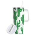 thumbnail image 1 of Yayeee 40oz Double-Wall Insulated Stainless Steel Tumbler with Handle Bottle, Cactus Pattern, 1 of 8