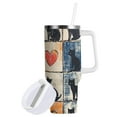thumbnail image 1 of Yayeee 40oz Double-Wall Insulated Stainless Steel Tumbler with Handle Bottle, Cats and Hearts, 1 of 8