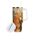 thumbnail image 1 of Yayeee 40oz Stainless Steel Tumbler with Straw and Handle Double-Wall Insulated Travel Water Bottle, Cats in Party, 1 of 8