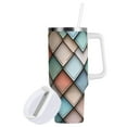 thumbnail image 1 of Yayeee 40oz Stainless Steel Tumbler with Straw and Handle Double-Wall Insulated Travel Water Bottle, Colorful Art Pattern, 1 of 8