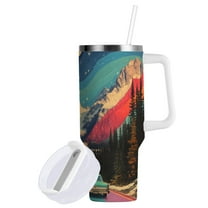 Yayeee 40oz Double-Wall Insulated Stainless Steel Tumbler with Handle Bottle, Colorful Road