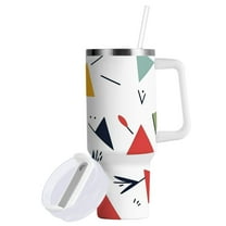 Yayeee 40oz Double-Wall Insulated Stainless Steel Tumbler with Handle Bottle, Colorful Triangles