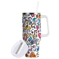 thumbnail image 1 of Yayeee 40oz Double-Wall Insulated Stainless Steel Tumbler with Handle Bottle, Doodle Pattern, 1 of 8