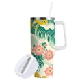 thumbnail image 1 of Yayeee 40oz Stainless Steel Tumbler with Straw and Handle Double-Wall Insulated Travel Water Bottle, Floral Wave, 1 of 8