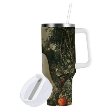 Yayeee 40oz Stainless Steel Tumbler with Handle Double Insulated Bottle, Ghost in Strawberry Fields