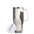 thumbnail image 1 of Yayeee 40oz Double-Wall Insulated Stainless Steel Tumbler with Handle Bottle, Gray Cute Cats, 1 of 8