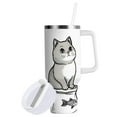 thumbnail image 1 of Yayeee 40oz Double-Wall Insulated Stainless Steel Tumbler with Handle Bottle, Gray Cute Chubby Cat, 1 of 8