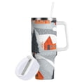 thumbnail image 1 of Yayeee 40oz Stainless Steel Tumbler with Straw and Handle Double-Wall Insulated Travel Water Bottle, Gray Snow Houses, 1 of 8