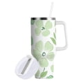 thumbnail image 1 of Yayeee 40oz Stainless Steel Tumbler with Straw and Handle Double-Wall Insulated Travel Water Bottle, Green Floral, 1 of 8