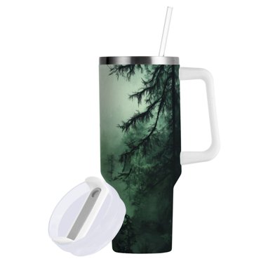 Yayeee 40oz Stainless Steel Tumbler with Handle Double Insulated Bottle, Green Forest