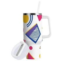 Yayeee 40oz Double-Wall Insulated Stainless Steel Tumbler with Handle Bottle, Green Retro Shapes