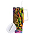 thumbnail image 1 of Yayeee 40oz Stainless Steel Tumbler with Straw and Handle Double-Wall Insulated Travel Water Bottle, Green Wavy Plaid, 1 of 8
