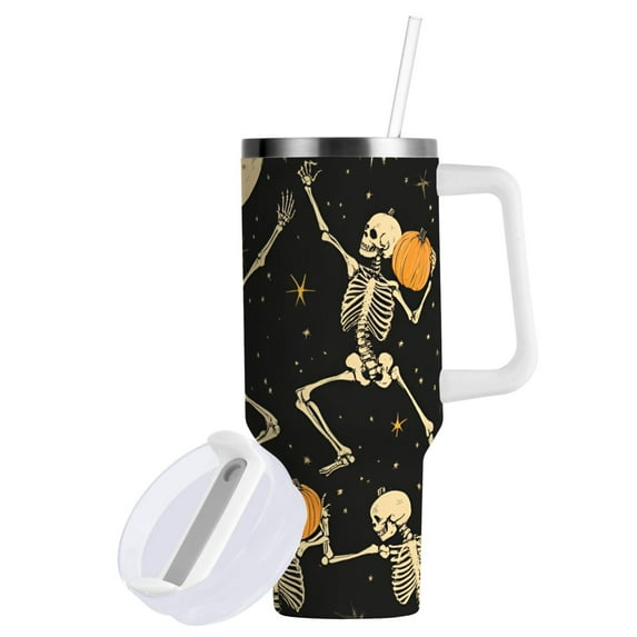 Yayeee 40oz Double-Wall Insulated Stainless Steel Tumbler with Handle Bottle, Halloween Dancing