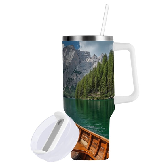 Yayeee 40oz Double-Wall Insulated Stainless Steel Tumbler with Handle Bottle, Lake