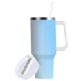 thumbnail image 1 of Yayeee 40oz Stainless Steel Tumbler with Straw and Handle Double-Wall Insulated Travel Water Bottle, Light Blue Stripes, 1 of 8