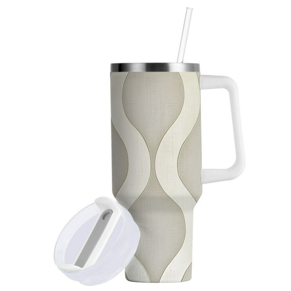 Yayeee 40oz Double-Wall Insulated Stainless Steel Tumbler with Handle Bottle, Light Gray Pattern