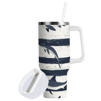 Yayeee 40oz Double-Wall Insulated Stainless Steel Tumbler with Handle Bottle, Light Sharks