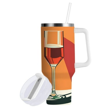 Yayeee 40oz Stainless Steel Tumbler with Handle Double Insulated Bottle, Orange Glasses