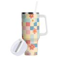 thumbnail image 1 of Yayeee 40oz Stainless Steel Tumbler with Straw and Handle Double-Wall Insulated Travel Water Bottle, Pink Floral, 1 of 8