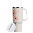 thumbnail image 1 of Yayeee 40oz Double-Wall Insulated Stainless Steel Tumbler with Handle Bottle, Pink Flower, 1 of 8