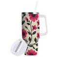 thumbnail image 1 of Yayeee 40oz Stainless Steel Tumbler with Straw and Handle Double-Wall Insulated Travel Water Bottle, Pink Flowers, 1 of 8