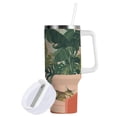 thumbnail image 1 of Yayeee 40oz Stainless Steel Tumbler with Straw and Handle Double-Wall Insulated Travel Water Bottle, Pink and Green Cat, 1 of 8