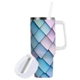 thumbnail image 1 of Yayeee 40oz Stainless Steel Tumbler with Straw and Handle Double-Wall Insulated Travel Water Bottle, Purple Art Pattern, 1 of 8