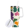 thumbnail image 1 of Yayeee 40oz Double-Wall Insulated Stainless Steel Tumbler with Handle Bottle, Purple Clover Pattern, 1 of 8