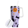 thumbnail image 1 of Yayeee 40oz Stainless Steel Tumbler with Straw and Handle Double-Wall Insulated Travel Water Bottle, Purple Halloween Pumpkin, 1 of 8