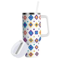 Yayeee 40oz Double-Wall Insulated Stainless Steel Tumbler with Handle Bottle, Purple Retro Shapes