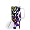 thumbnail image 1 of Yayeee 40oz Stainless Steel Tumbler with Straw and Handle Double-Wall Insulated Travel Water Bottle, Purple Wavy Plaid, 1 of 8
