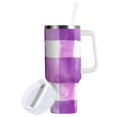 thumbnail image 1 of Yayeee 40oz Stainless Steel Tumbler with Straw and Handle Double-Wall Insulated Travel Water Bottle, Purple and White Pattern, 1 of 8