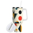 thumbnail image 1 of Yayeee 40oz Double-Wall Insulated Stainless Steel Tumbler with Handle Bottle, Red Geometric, 1 of 8