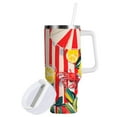 thumbnail image 1 of Yayeee 40oz Double-Wall Insulated Stainless Steel Tumbler with Handle Bottle, Red Striped Lemon, 1 of 8