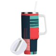 thumbnail image 1 of Yayeee 40oz Double-Wall Insulated Stainless Steel Tumbler with Handle Bottle, Red Teal Plaid, 1 of 8