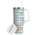 thumbnail image 1 of Yayeee 40oz Stainless Steel Tumbler with Straw and Handle Double-Wall Insulated Travel Water Bottle, Small Pastel Pattern, 1 of 8