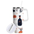 thumbnail image 1 of Yayeee 40oz Stainless Steel Tumbler with Straw and Handle Double-Wall Insulated Travel Water Bottle, White Cartoon Halloween Ghosts, 1 of 8