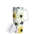 thumbnail image 1 of Yayeee 40oz Stainless Steel Tumbler with Straw and Handle Double-Wall Insulated Travel Water Bottle, White Flower, 1 of 8