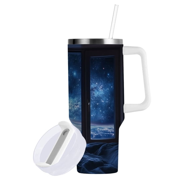 Yayeee 40oz Stainless Steel Tumbler with Straw and Handle Double-Wall Insulated Travel Water Bottle, Window Space