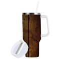 thumbnail image 1 of Yayeee 40oz Double-Wall Insulated Stainless Steel Tumbler with Handle Bottle, Wood Grain, 1 of 8