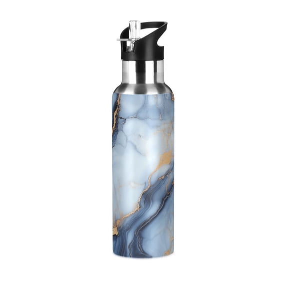 Yayeee 20oz Insulated Water Bottle Double Wall Stainless Steel with Flip Straw Lid, Abstract Marble Pattern