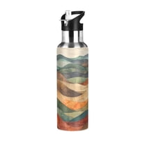 Yayeee 20oz Double Wall Stainless Steel Water Bottle with Flip Straw, Abstract Wavy Landscape