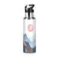 thumbnail image 1 of Yayeee 20oz Insulated Water Bottle Double Wall Stainless Steel with Flip Straw Lid, Art Mountain and Sun Pattern, 1 of 7