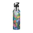 thumbnail image 1 of Yayeee 20oz Double Wall Stainless Steel Water Bottle with Flip Straw, Art Plants, 1 of 7