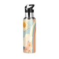 thumbnail image 1 of Yayeee 20oz Double Wall Stainless Steel Water Bottle with Flip Straw, Beige Rainbow Clouds, 1 of 7