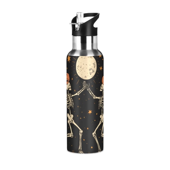 Yayeee 20oz Insulated Water Bottle Double Wall Stainless Steel with Flip Straw Lid, Black Halloween Dancing
