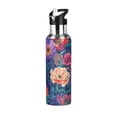 thumbnail image 1 of Yayeee 20oz Insulated Water Bottle Double Wall Stainless Steel with Flip Straw Lid, Blooming Flowers Pattern, 1 of 7