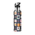 thumbnail image 1 of Yayeee 20oz Double Wall Stainless Steel Water Bottle with Flip Straw, Blue Circle Mosaic, 1 of 7